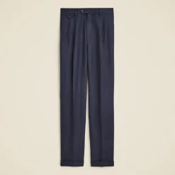 Relaxed-fit double-pleated trouser in linen herringbone