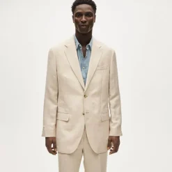 Relaxed-fit suit jacket in English merino wool–linen blend