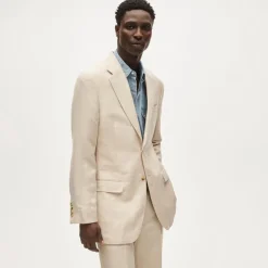 Relaxed-fit suit jacket in English merino wool–linen blend