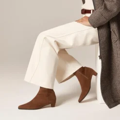 Remi square-toe ankle boots in stretch suede