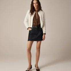 Removable tie-neck button-up shirt in leopard crepe de chine