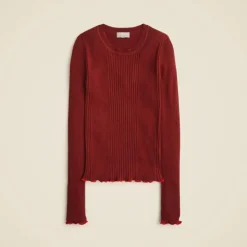 Ribbed featherweight cashmere long-sleeve sweater-tee