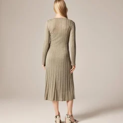 Rib-knit flare midi dress with Lurex® metallic threads