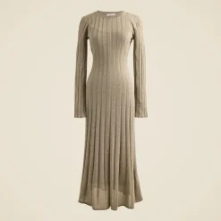 Rib-knit flare midi dress with Lurex® metallic threads