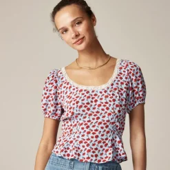 Rouje X J.Crew Poet top in carnation print