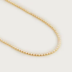Round cubic zirconia bezel-set tennis necklace