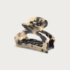 Rounded open-sided hair clip in Italian tortoise