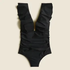 Ruched ruffle one-piece swimsuit