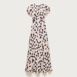 Ruffle-hem midi dress in poppy print