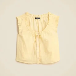 Ruffle-trim button-up top