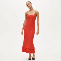 Ruffle-trim slip dress