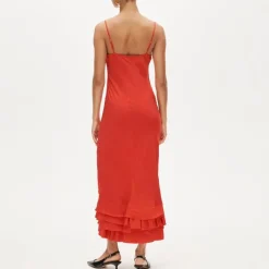 Ruffle-trim slip dress