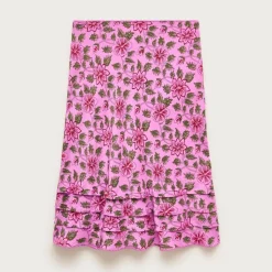 Ruffle-trim slip skirt in floral crepe de chine