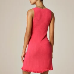 Ruffle-trim sweater-dress in premium ultra-fine cotton