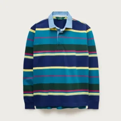 Rugby shirt in stripe with denim collar