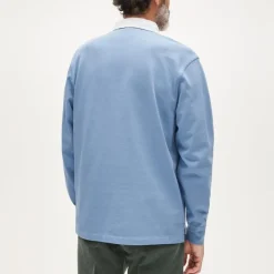 Rugby shirt with striped oxford collar