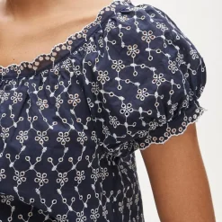 Scallop-trim eyelet top