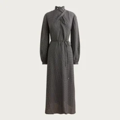Scarf-neck midi shift dress