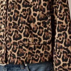 Short Barn Jacket™ in leopard cotton canvas