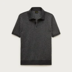 Short-sleeve cashmere sweater-polo in dot