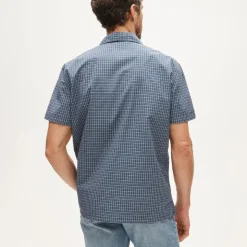 Short-sleeve cotton poplin camp-collar shirt