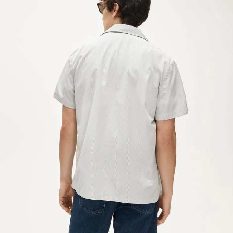 Short-sleeve cotton poplin camp-collar shirt