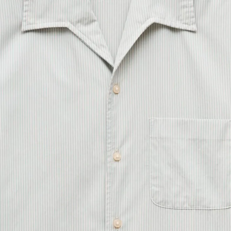 Short-sleeve cotton poplin camp-collar shirt