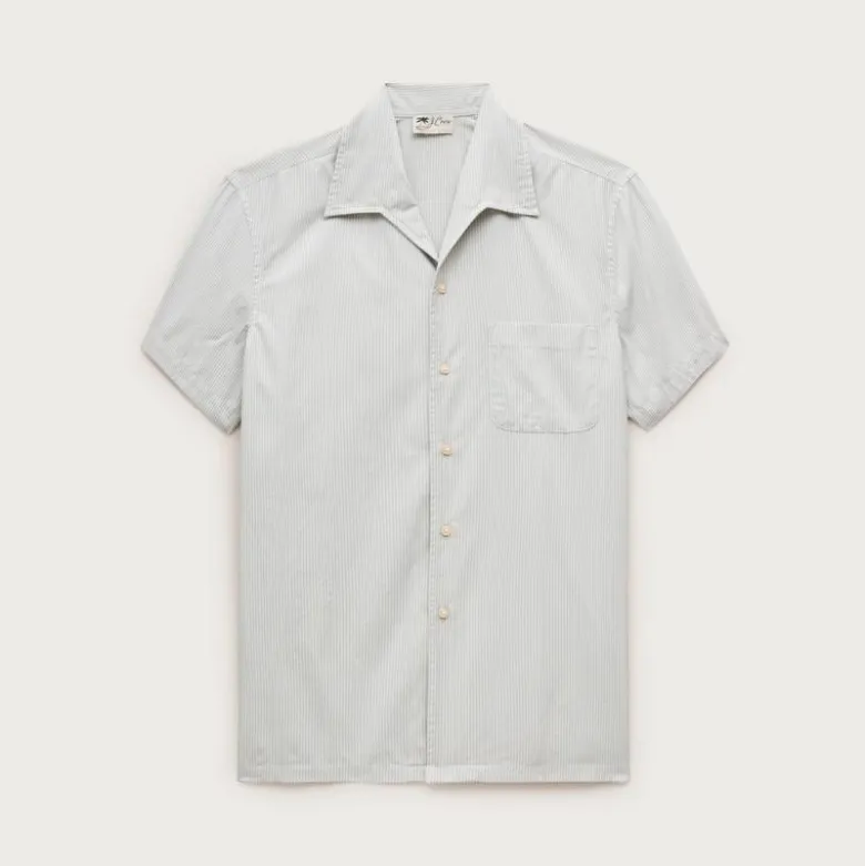 Short-sleeve cotton poplin camp-collar shirt