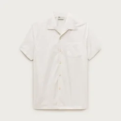 Short-sleeve cotton poplin camp-collar shirt