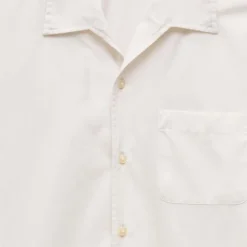 Short-sleeve cotton poplin camp-collar shirt
