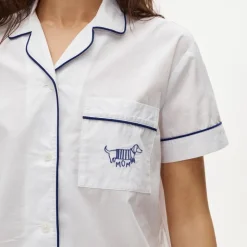Short-sleeve "Dog Mom" pajama short set in end-on-end cotton