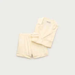 Short-sleeve pajama short set in stripe dreamy cotton blend