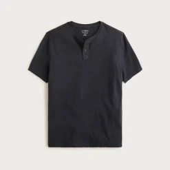 Short-sleeve vintage-wash cotton henley