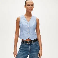 Shrunken V-neck vest top in stripe