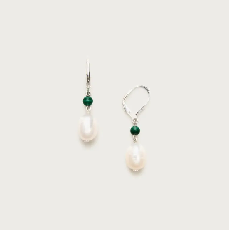 Silver-plated freshwater pearl earrings