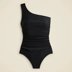 Sleek ruched one-shoulder one-piece swimsuit