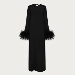 SLEEPER Suzi maxi dress with detachable feather boa