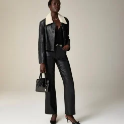 Slim wide-leg pant in faux leather