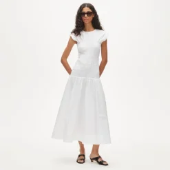 Smocked dress in cotton poplin