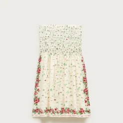 Smocked mini dress in map-print cotton voile