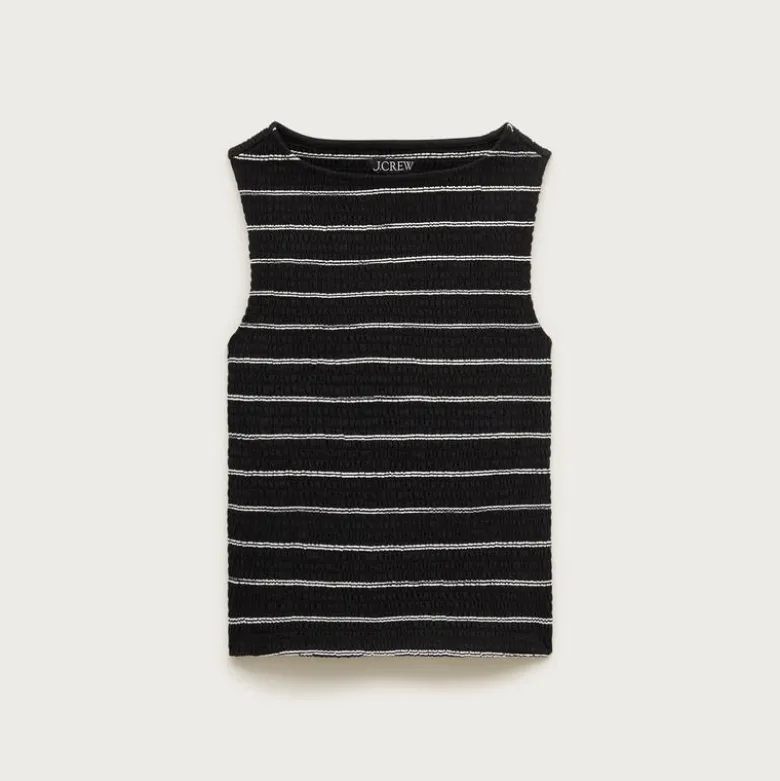 Smocked shell tank top in stripe