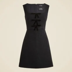 Sophia dress with velvet bows in tweed