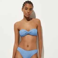 Sparkle rib twist bandeau bikini top