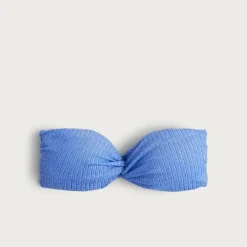 Sparkle rib twist bandeau bikini top