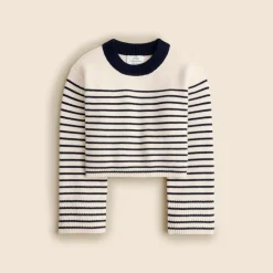 Spring Street ribbed cashmere crewneck sweater in stripe