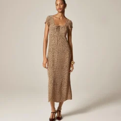 Squareneck slip dress in spot print