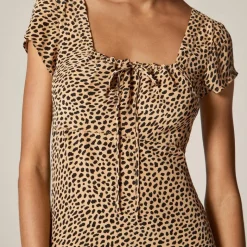 Squareneck slip dress in spot print
