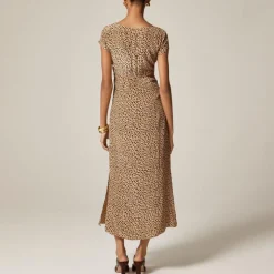 Squareneck slip dress in spot print