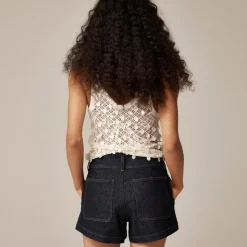 Stacked-button denim short