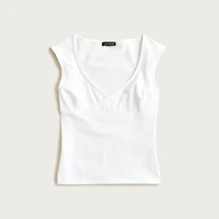 Stretch cotton cap-sleeve crossover shirt